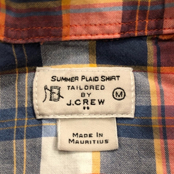 J. Crew Factory Summer Plaid Tailored Shirt Men’s Medium - Picture 7 of 8